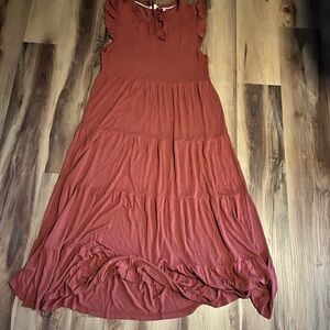 Fat Face Terracotta Tiered Maxi Dress